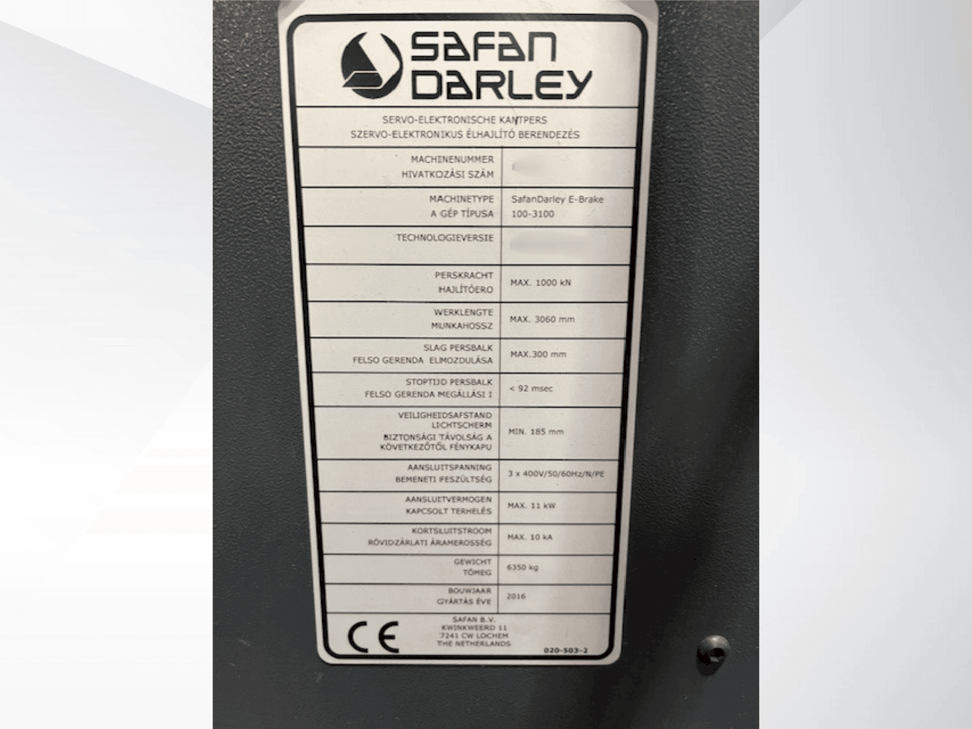 Koneen  Safan E Brake 100 3100 etunäkymä
